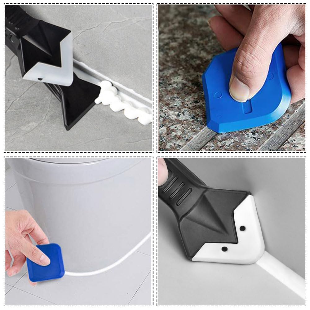Kit Raschietto in Silicone 3 in 1, Kit di Strumento di Sigillante, 3-in-1 Strumento per Calafataggio, Strumenti per Calafataggio Rimozione Tira del Silicone per Silicone Sigillante