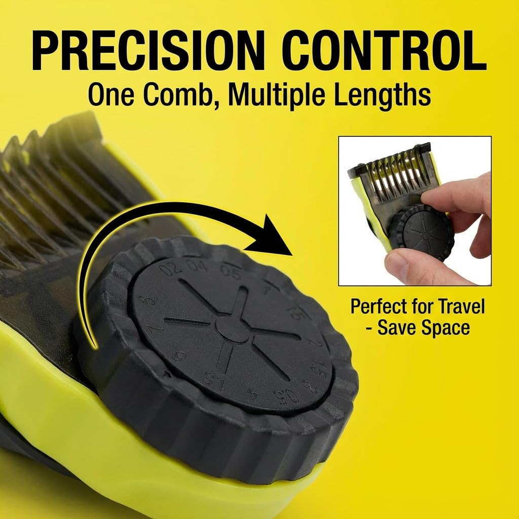 7-Pack Set Compatible with QP2520 QP2530 QP2630 QP2620, 1 Adjustable & 6 Fixed Combs Replacement for philips norelco one blade guards, Face Trimming Kit