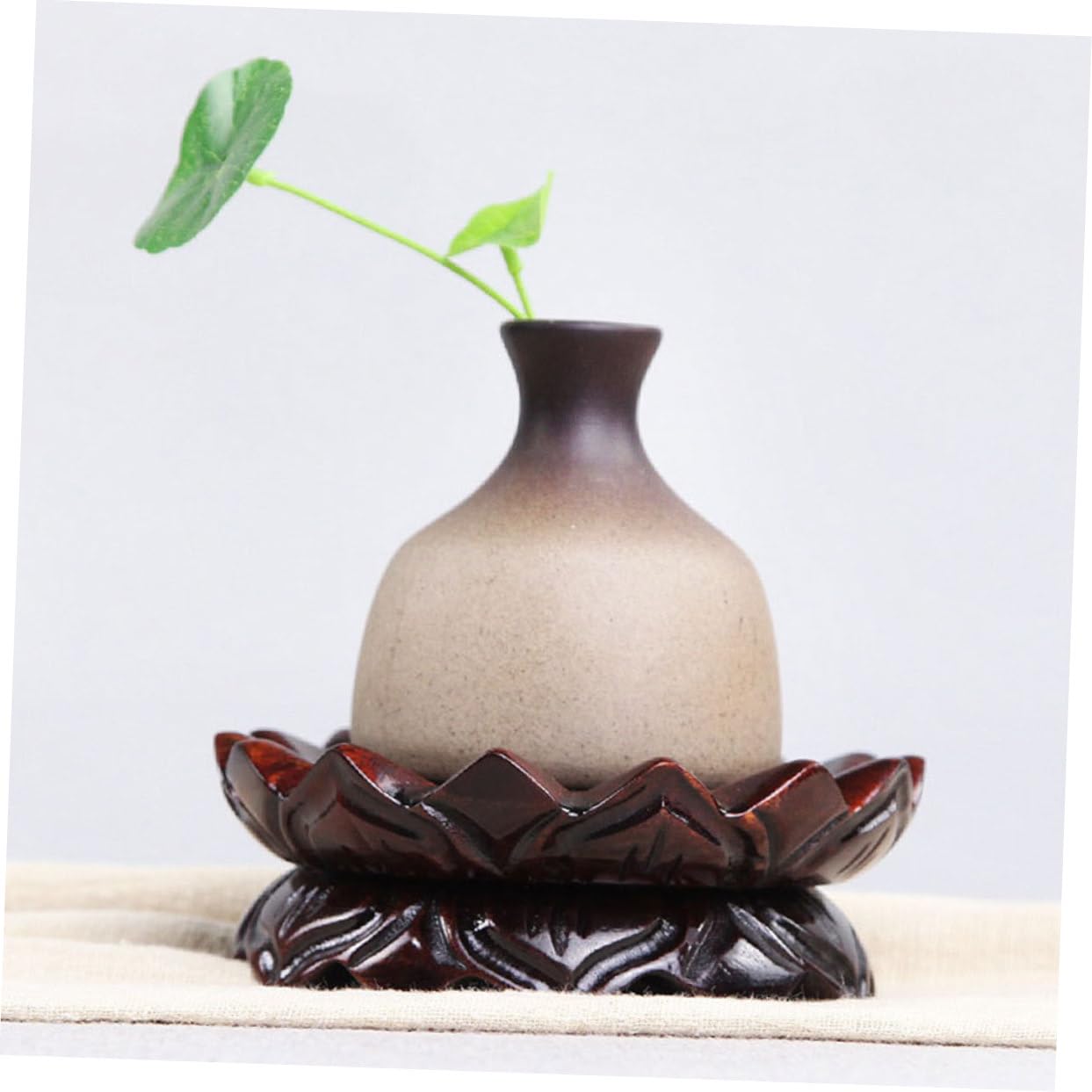 BESPORTBLE Base de Madera para Exhibición Soporte de Escultura Forma de Loto Estilo Chino para Plantas y Jarrones Adorno para Sala