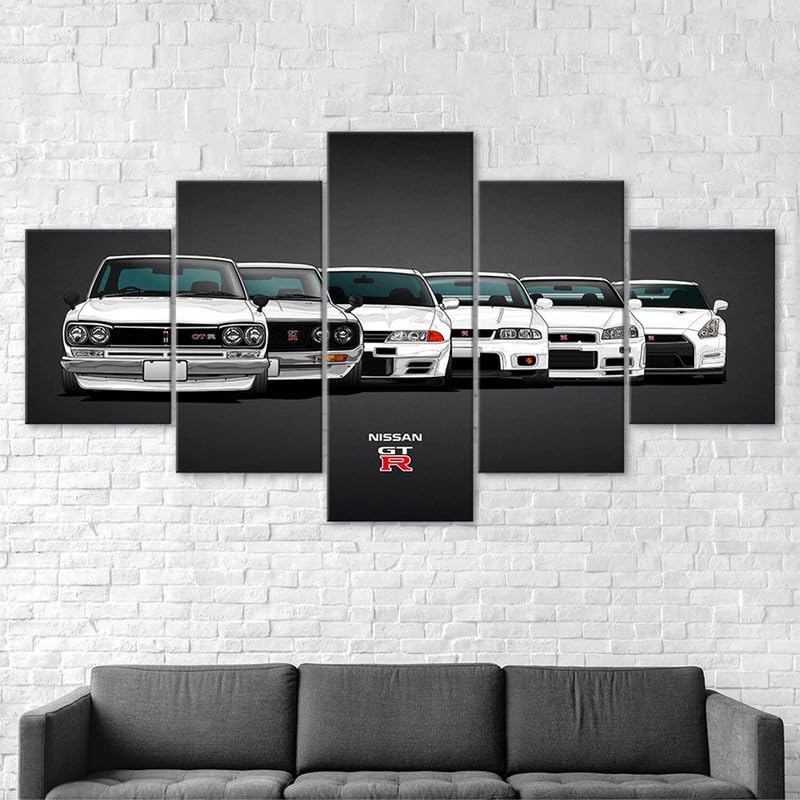 RAPSANI Mural 5 Piezas Pintura en Lienzo,5 Piezas Cuadros En Lienzos Coche de evolución Modular Moderna 5 Piezas,mural pared salon 3d decorativo pared,Listo para Colgar,gift xxl 100x55cm