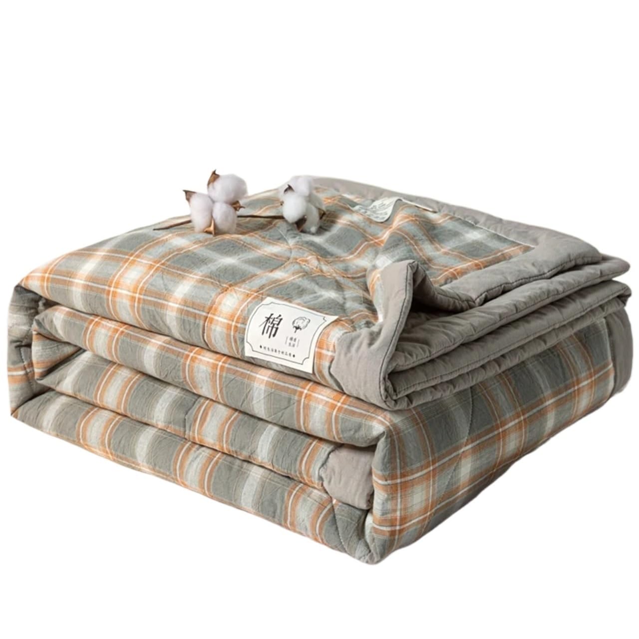 IUVYTA Summer Duvet Air Conditioning Quilted Comforter Pure Cotton Summer Washable Quilt Core Plaid Soft Duvet For Single Twin(Color 9,200x230cm)