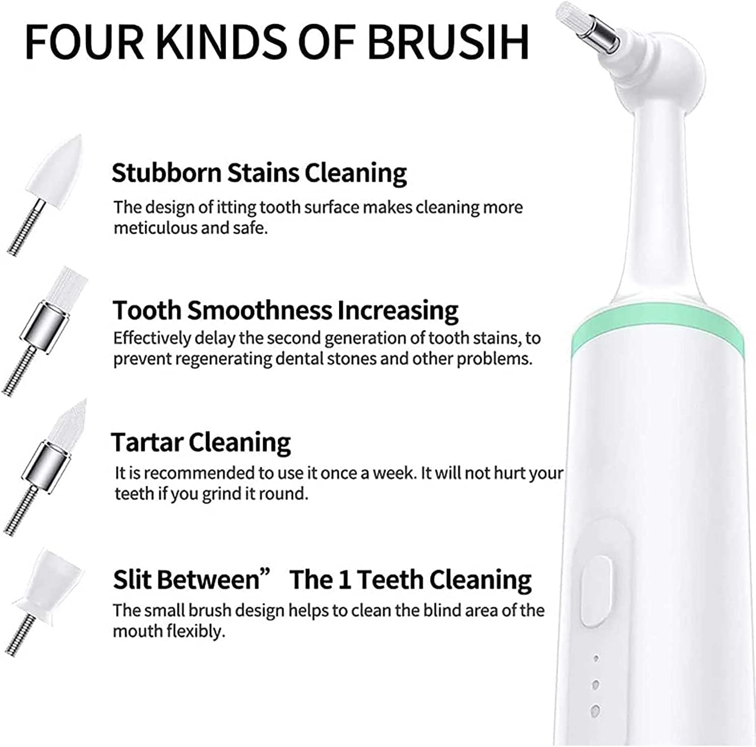 Cepillo de dientes eléctrico para mascotas, herramienta de limpieza de boca de perro, cepillo de dientes ultrasónico para perro con 4 cabezales de cepillo para borrador de manchas, pulidor de dientes