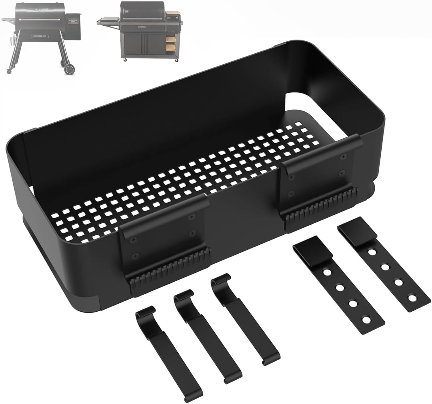 P.A.L. Pop and Lock Accessories for Traeger Flatrock Ironwood Timberline, Timberline XL Ironwood XL, Rail Storage Bin & Hooks for Ironwood 885,Pro 34/22 Series,Pit Boss,Z-grills Containers Accessories