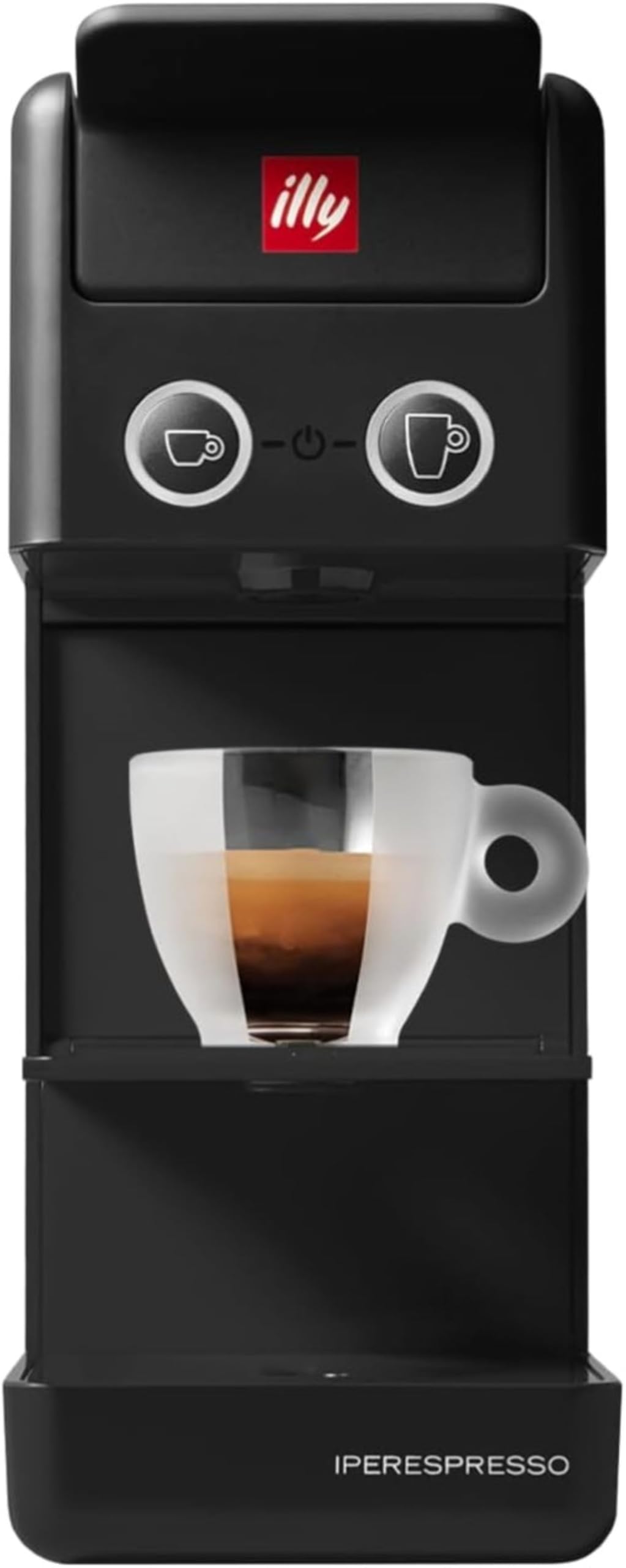 illy, Máquina de Café Iperespresso Y3.3 para Café Espresso y Americano, Rejilla de dos Alturas, Apagado y Descalcificación Automática, Compatible con Cápsulas Iperespresso, Color Negro