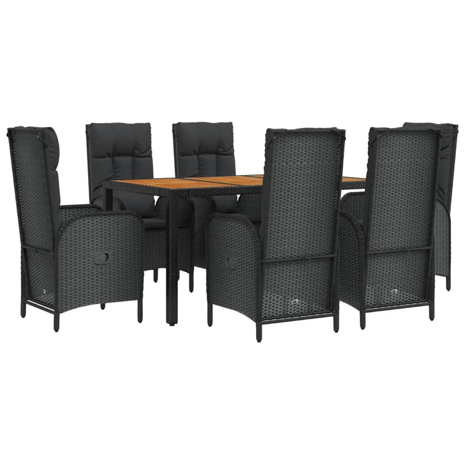 3185071 Set da Pranzo da Giardino 7 pz Nero con Cuscini in Polyrattan Testata in Legno,Testata Letto Matrimoniale Muebles Dormitorio Spalliera Letto Testiere per Letto Matrimoniale