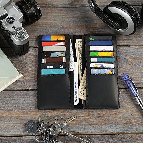 Long Bifold Wallet for Men and Women - Soft Genuine Leather - Checkbook Holder Organizer - Large3