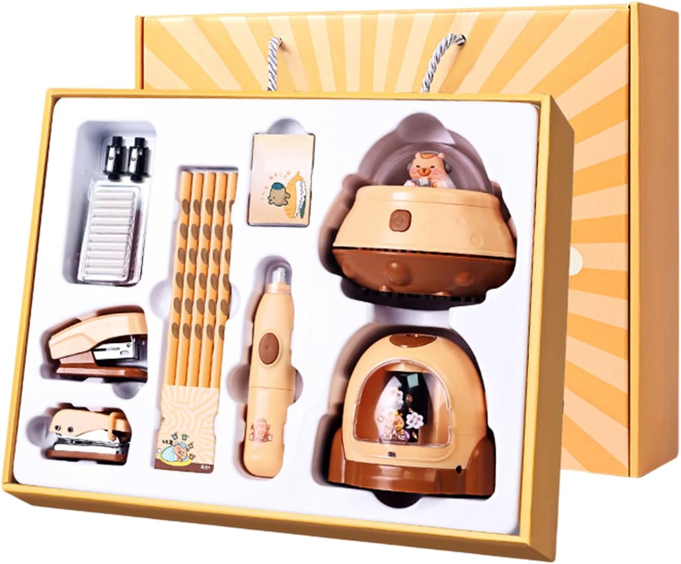 Electric Stationery Gift Set with Electric Pencil Sharpener + Electric Eraser (10 Eraser Refills) + Desktop Vacuum Cleaner, Ideal for Children's Stationery, Teachers, Artists, Office Supplies