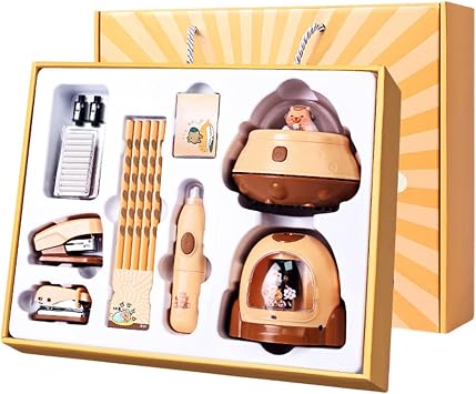 Electric Stationery Gift Set with Electric Pencil Sharpener + Electric Eraser 10 Eraser Refills + Desktop Vacuum Cleaner, Ideal for Childrens Stationery, Teachers, Artists, Office Supplies
