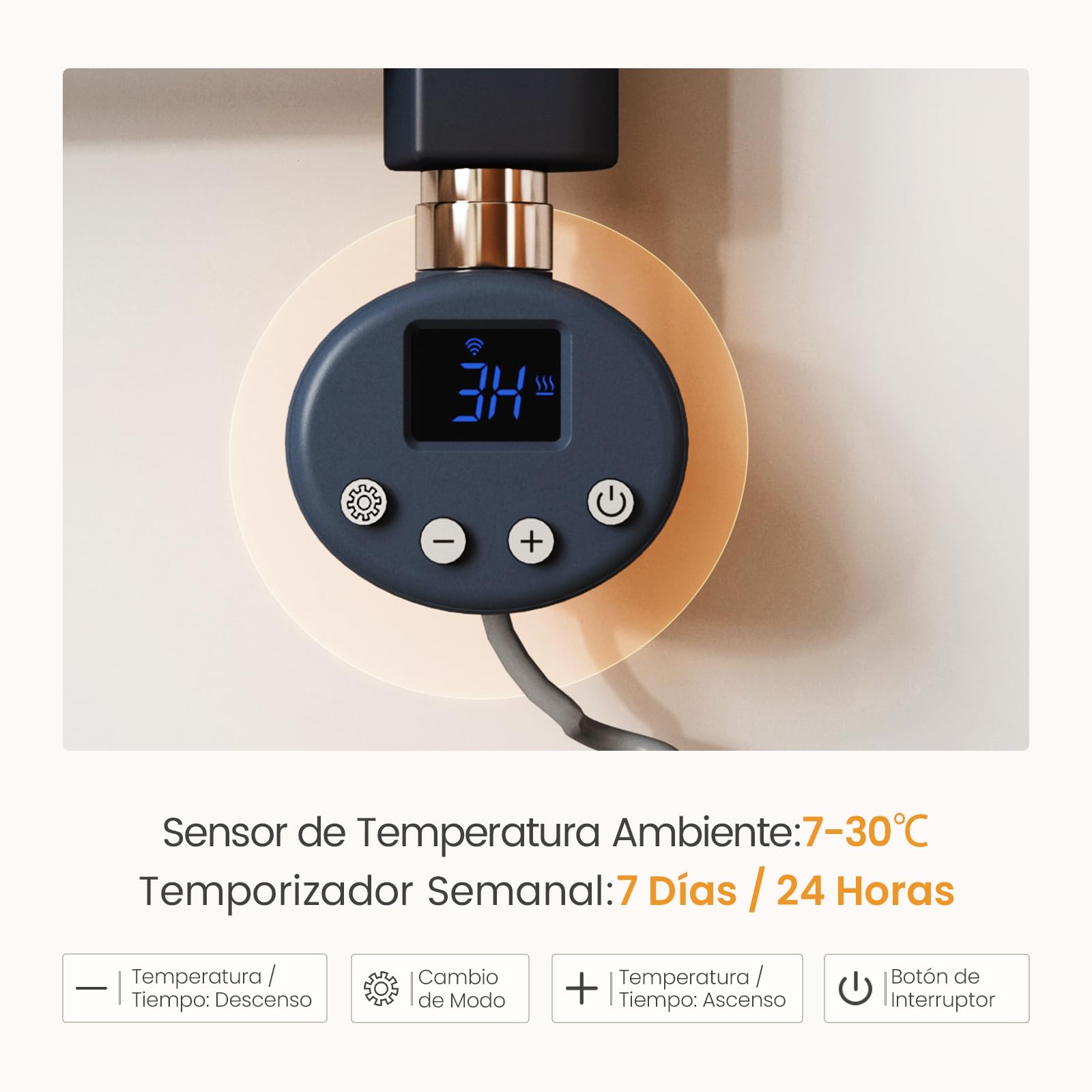 EMKE Toallero Eléctrico Baño con WiFi Termostato, 75 x 40 cm, Antracita | Radiador Curvado con WiFi Termostato,Toallero Electrico Baño, ,secador de Toallas electrico para baño, 300 Watts