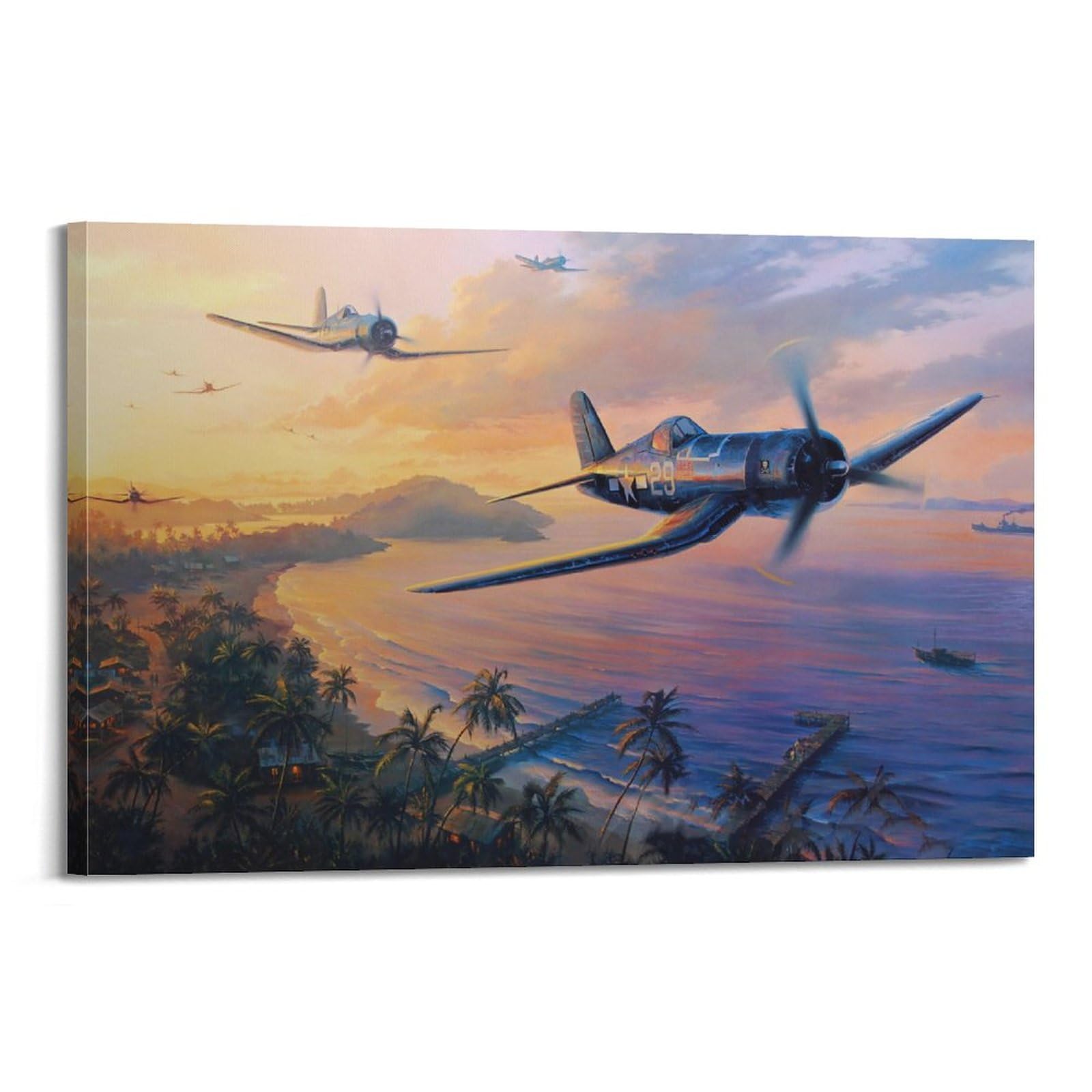 GEAD Military Aircraft Poster F4U Corsair Fighter Aircraft Decorative Painting Canvas Art Picture 20x30inch(50x75cm)