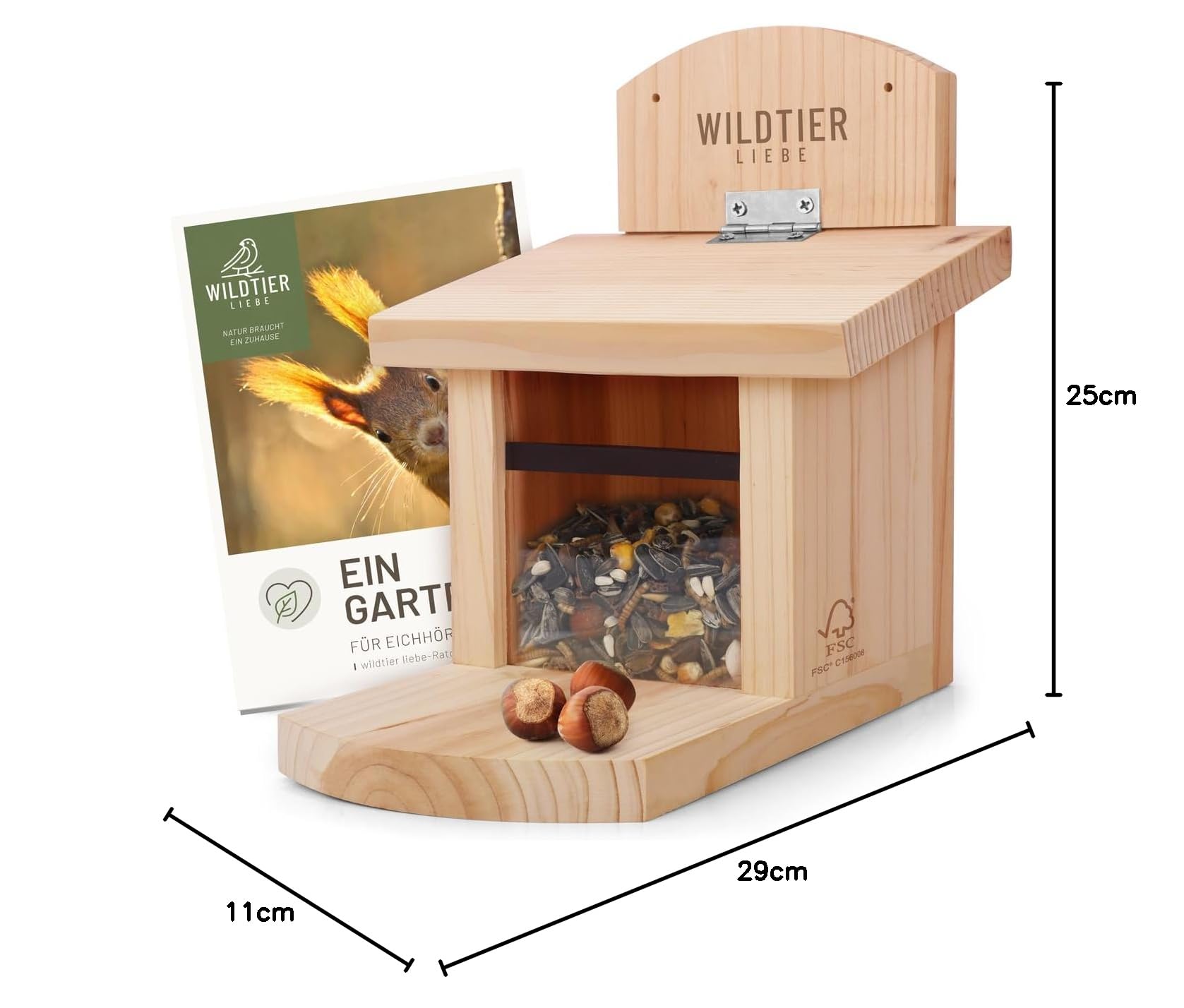wildtier liebe Eichhörnchen Futterhaus wetterfest I aus verschraubtem Massiv-Holz Futterstelle I Futterstation Eichhörnchen Kobel, Eichhörnchenhaus