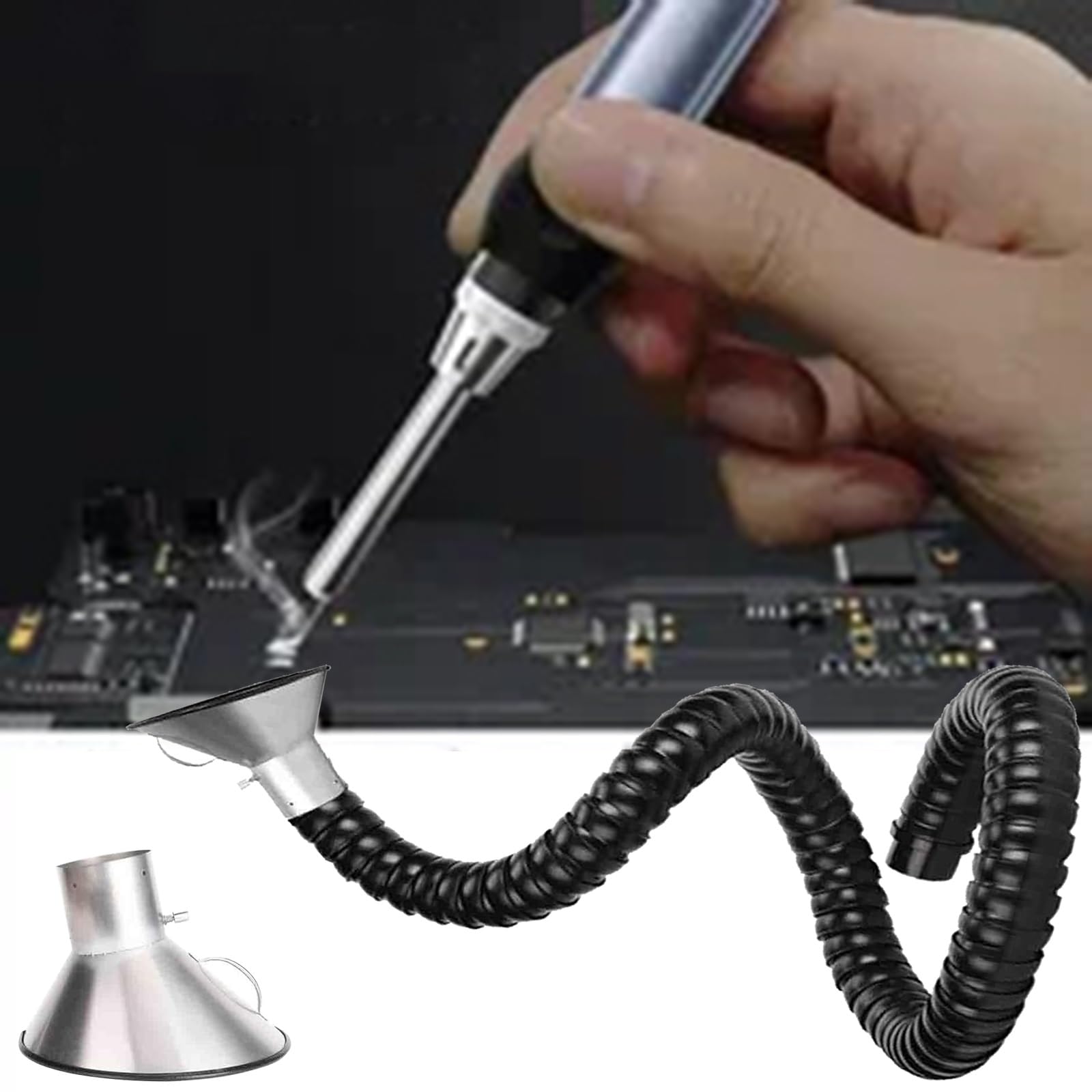 Manguera de ventilación Brazo extractor de humos de soldadura de 2 m, tubo de unión de bambú personalizable para fábricas, giratorio 360° y fácil de colocar(White,45mm/1.8inch)