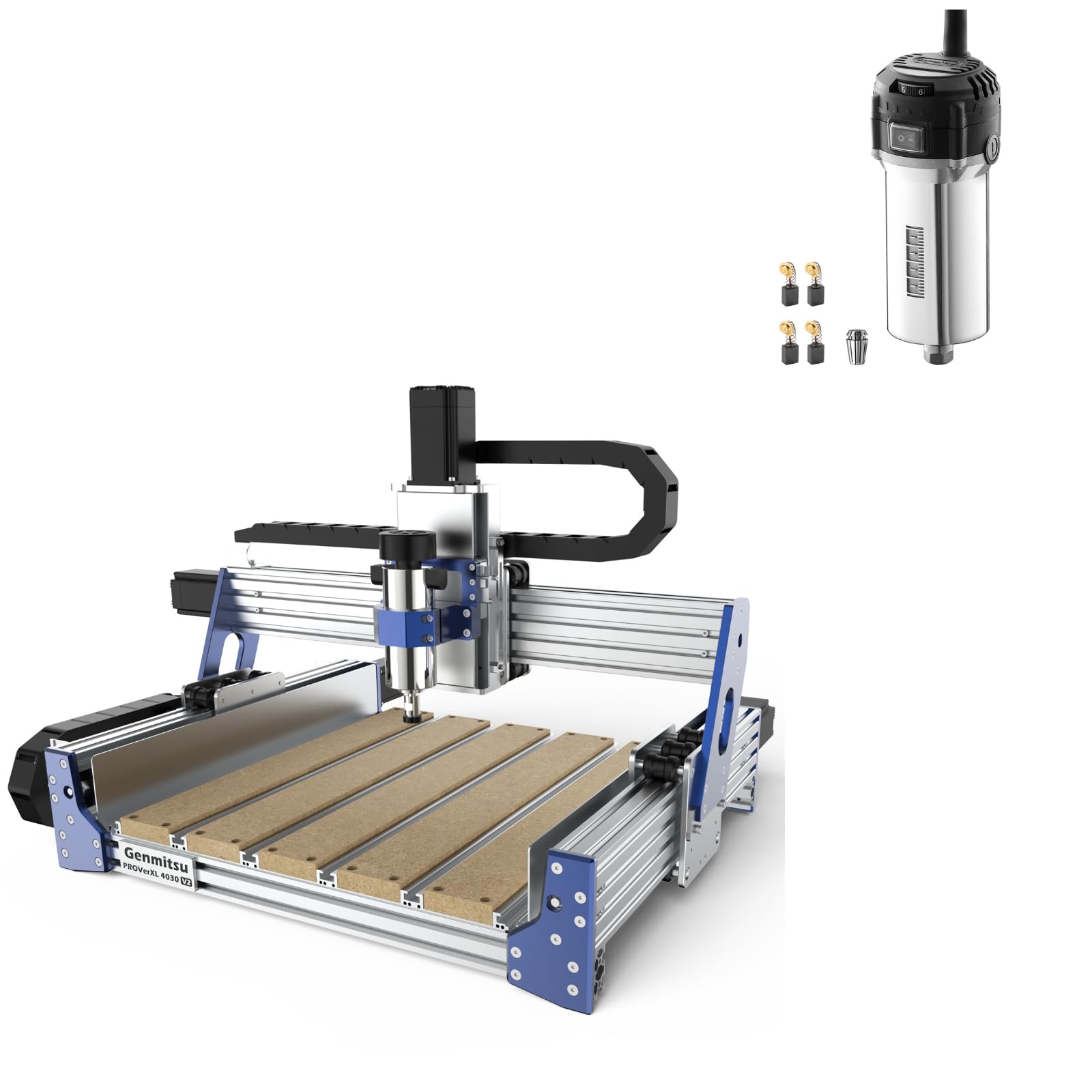 Máquina enrutadora CNC Genmitsu PROVerXL 4030 V2+Enrutador Compacto 710 W, máquina de grabado de 3 ejes actualizada con motor de circuito cerrado y tornillo de bola, 400 x 300 x 110 mm