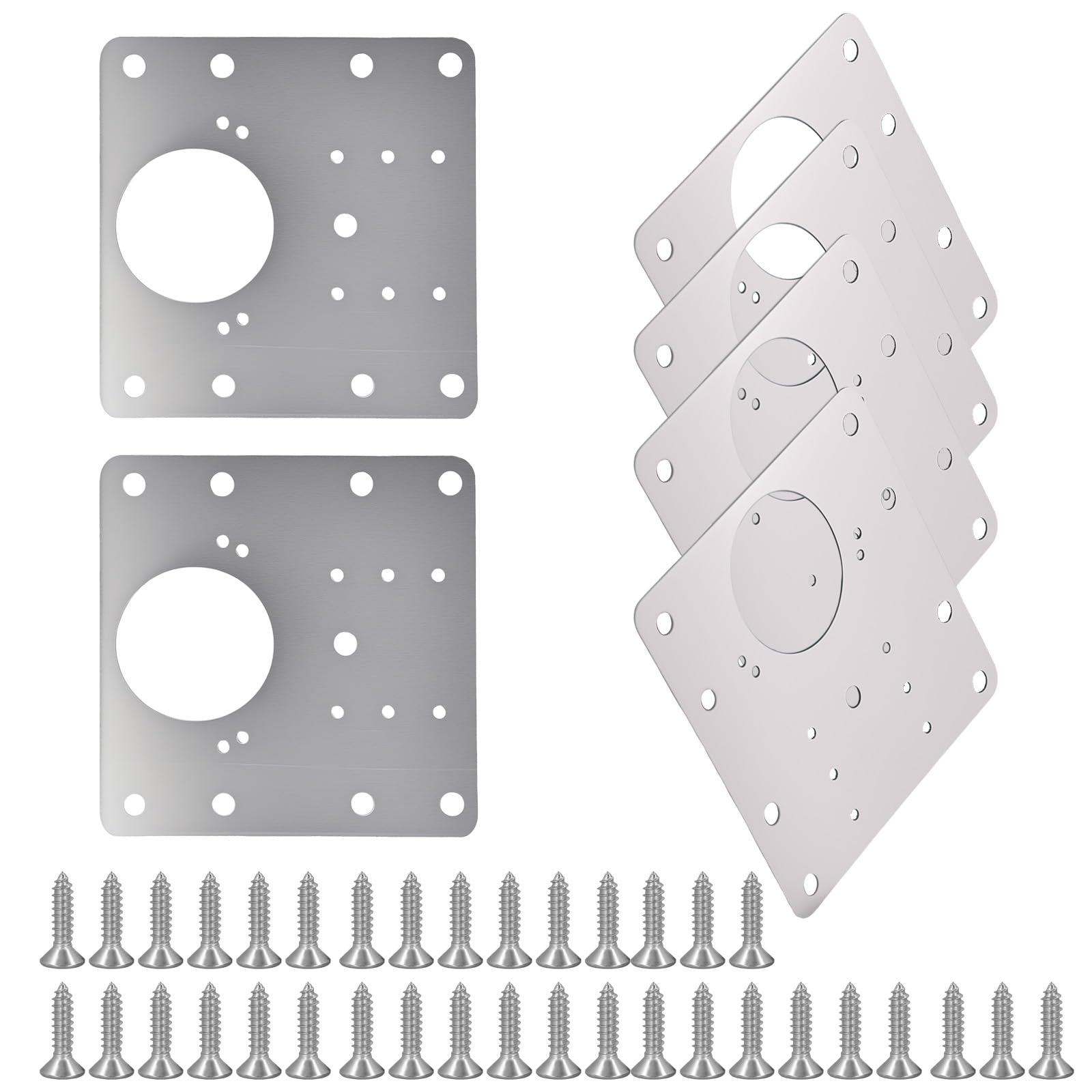 6PCS Cabinet Hinge Repair Plate Kit Stainless Steel Hinge Repair Plates for Cabinet Doors Kitchen Cupboards Furniture with