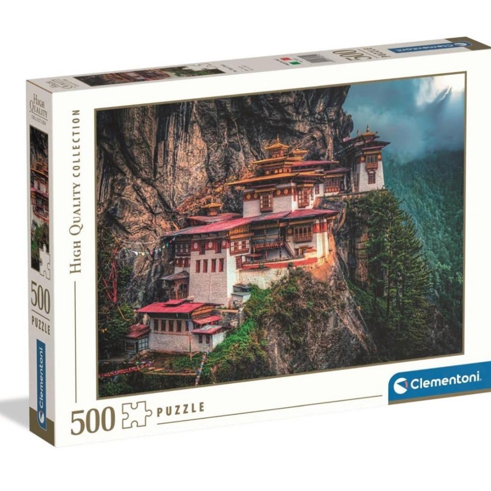 Clementoni - 35614 Puzzle 500 Pieces for Adults and Teenagers, Illustration with Landscape The Tiger's Nest, Gift Idea, Made in Italy, 49 x 36 cm