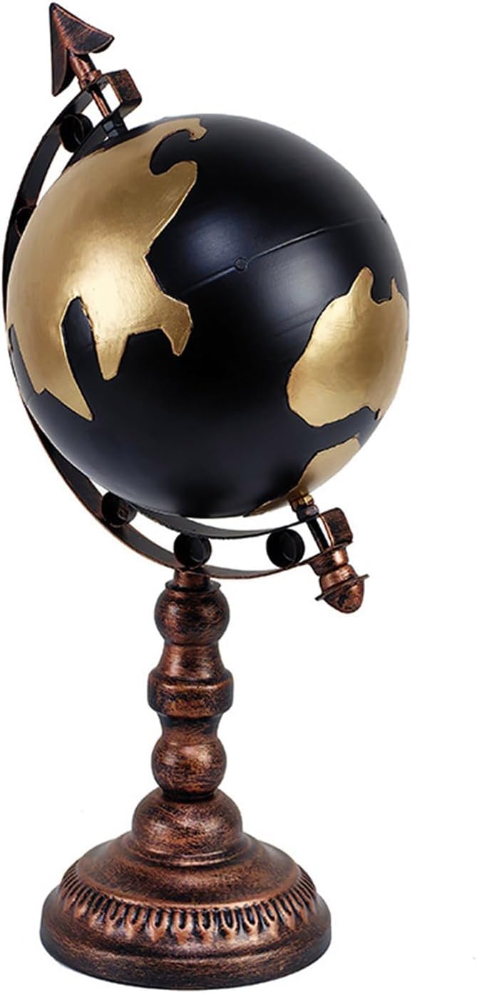 Iron Vintage World Globes with Stand Base Decors Ornament Rotating World Map Globes for Enhancing Home