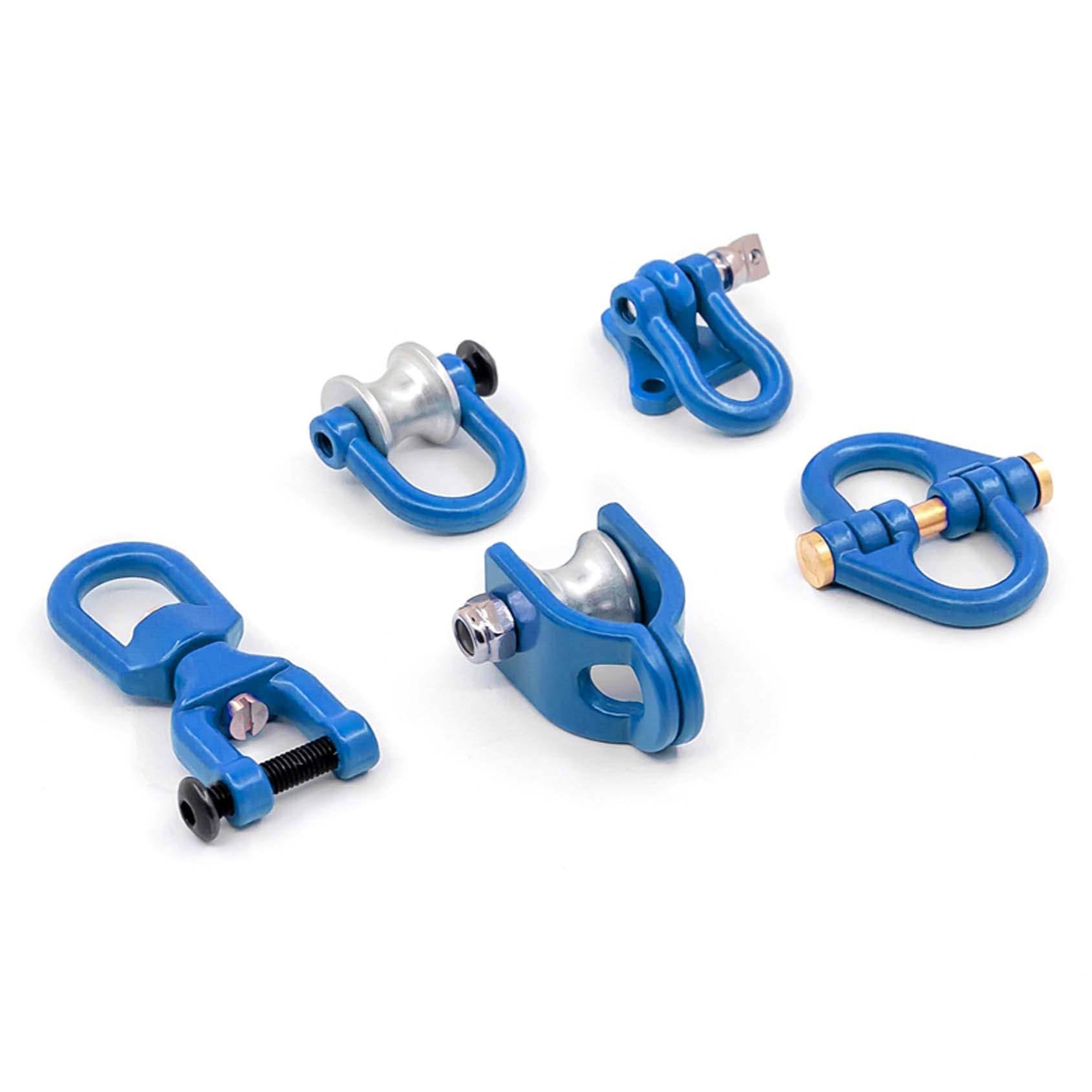 KEEDA RC Crawler Metal Lifting Pulley Butterfly Ring Buckle Rescue Tow Hook for 1/10 RC Crawler Car TRX4 RC4WD D90 TF2 Axial SCX10 CC01 (Blue, 5PCS)