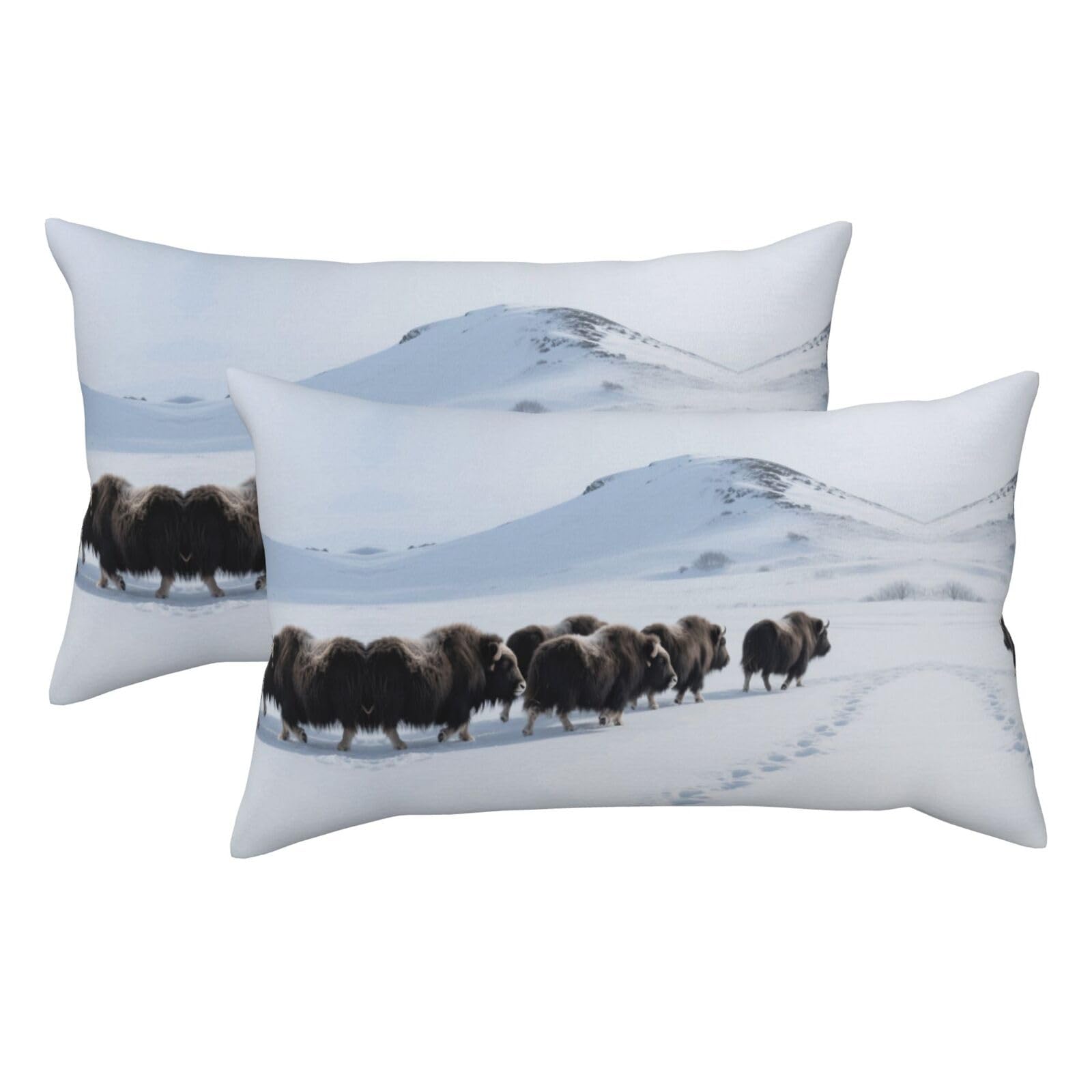The Consumption of Cattle in Snowy Mountains Luxury King Pillowcases Set of 2, Plush Velvet Feel Pillow Covers with Hidden Zipper, Skin & Hair Friendly, 20x36 Inches Pillow Cases for Sleeping Gift