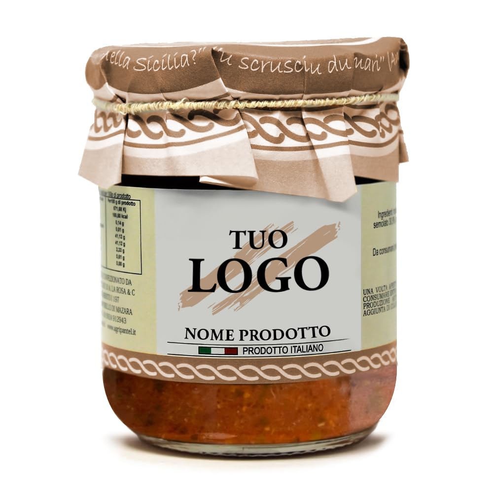 2 cartoni Pesto Pronto alla Trapanese Condimento per pasta con etichetta personalizzabile - Prodotti Tipici Siciliani