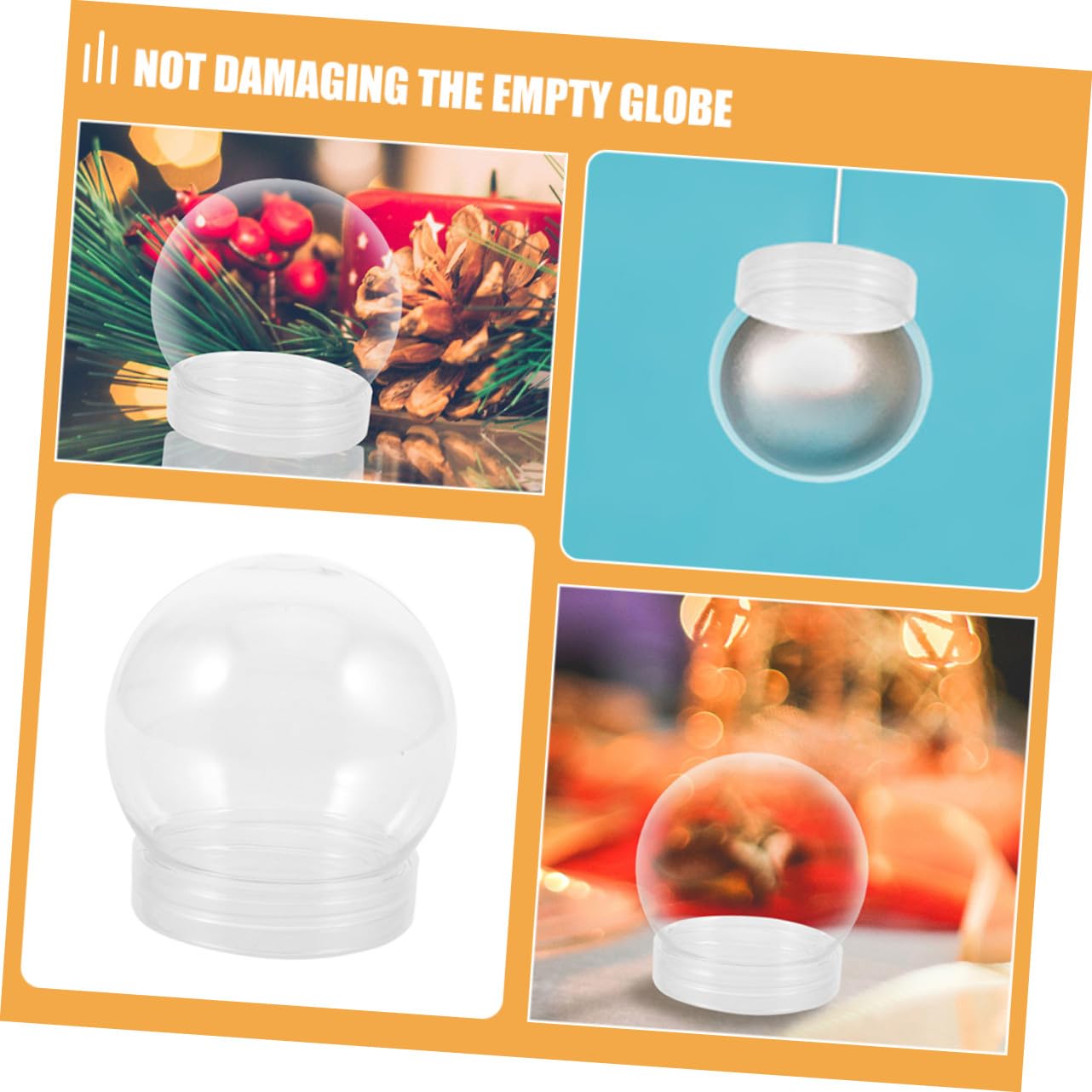 OUNONA 24 Piezas Bolas de Nieve Transparentes de Plástico para DIY Esferas de Agua Claras y Vacías para Manualidades Navideñas Accesorios Resistentes y Reutilizables