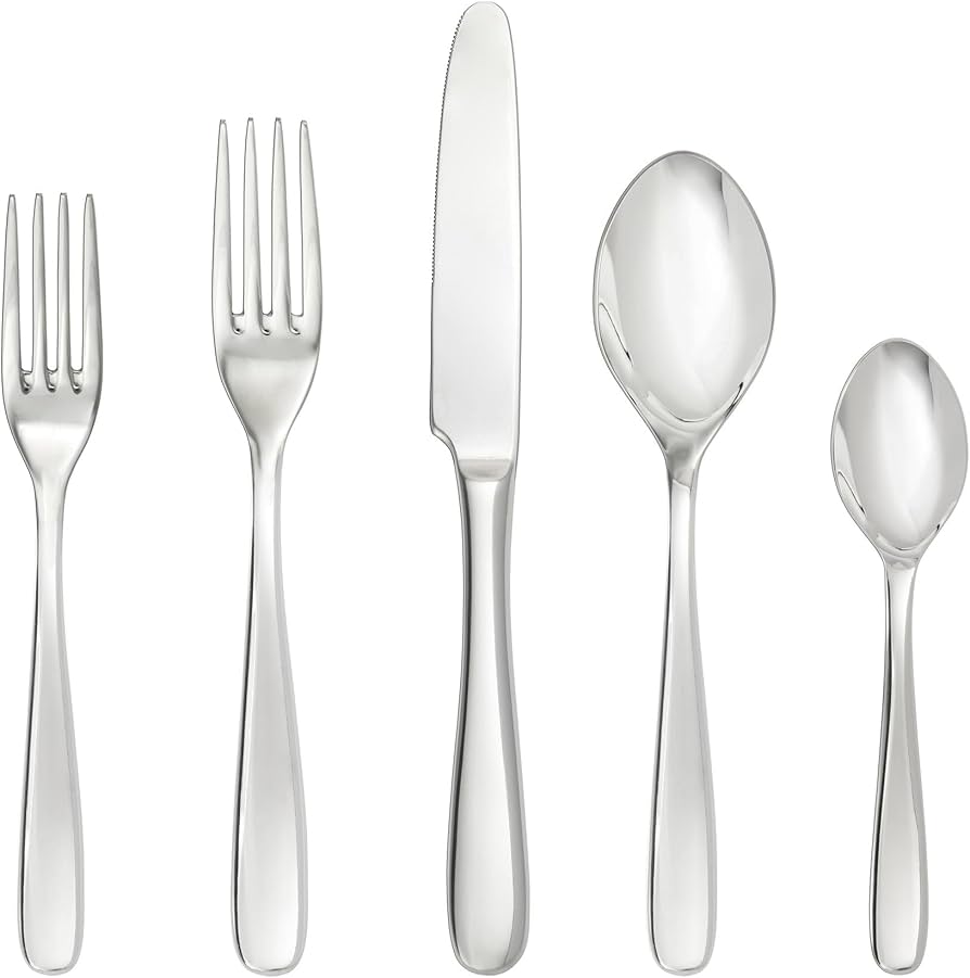 Fortessa Grand City Flatware 20 Piece Set, 10", Silver,