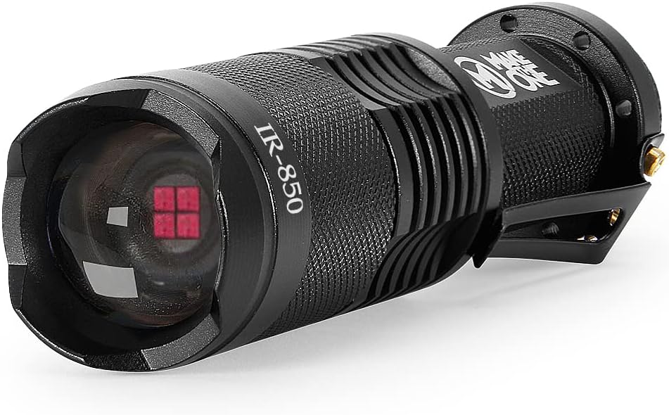 Maketheone Mini IR Flashlight 5W 850nm LED Adjustable Focus Torch, Infrared Light is Invisible to Human Eyes -to be Used with Night Vision Device