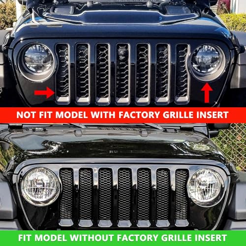 Image of 9PCS Grille Inserts Headlight Cover Kit Fitment for Jeep (2020-2023) Gladiator JT (Red, JT)