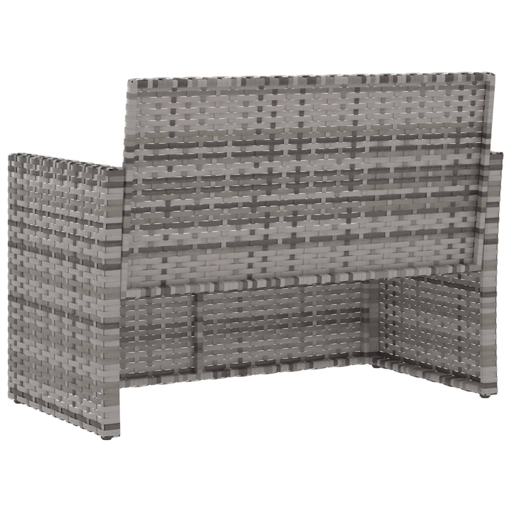 vidaXL Ławka ogrodowa z poduszkami, szara, 105 cm, polirattan