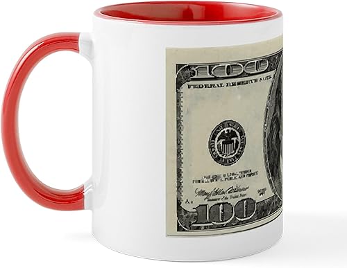 Vista 82 de CafePress Taza de café de cerámica Million Dollar (11 oz) Blanco - Taza del millón de dólares,Blanco - Taza de billetes de 100 dólares,Taza blanca