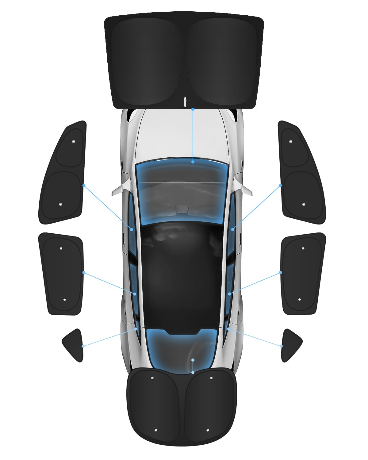 Parabrisas de 8 Piezas para Tesla Model Y (2020-2024), Parasol Delantero y Trasero, Visera Parasol, Accesorios con Aislamiento térmico para Model Y
