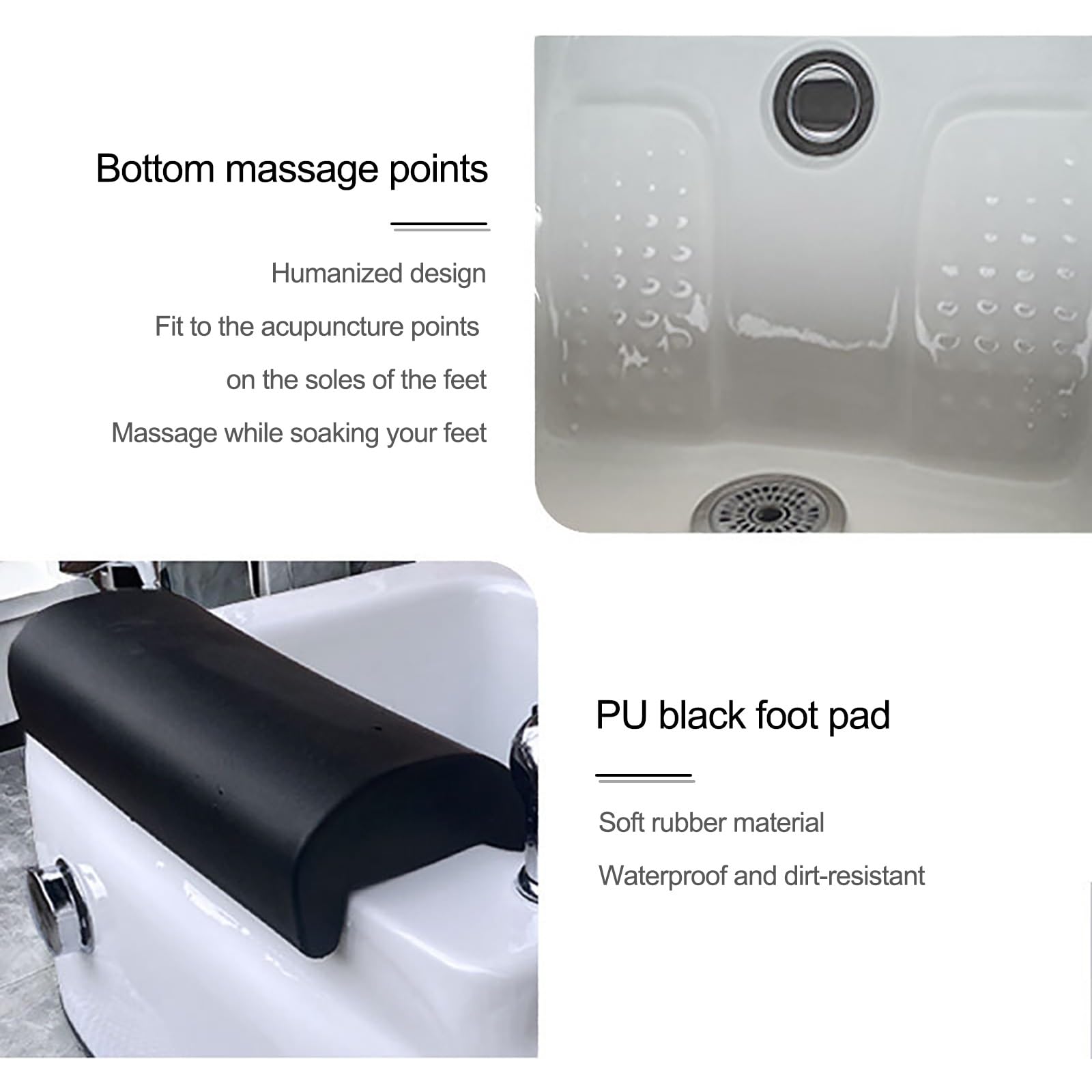 Akrylowa kwadratowa wanna do pedicure wanna spa wanna do kąpieli stóp wspiera moczenie w ciepłej i zimnej wodzie, z podnóżkiem pedicure i kolorową lampą do łagodzenia stresu stóp