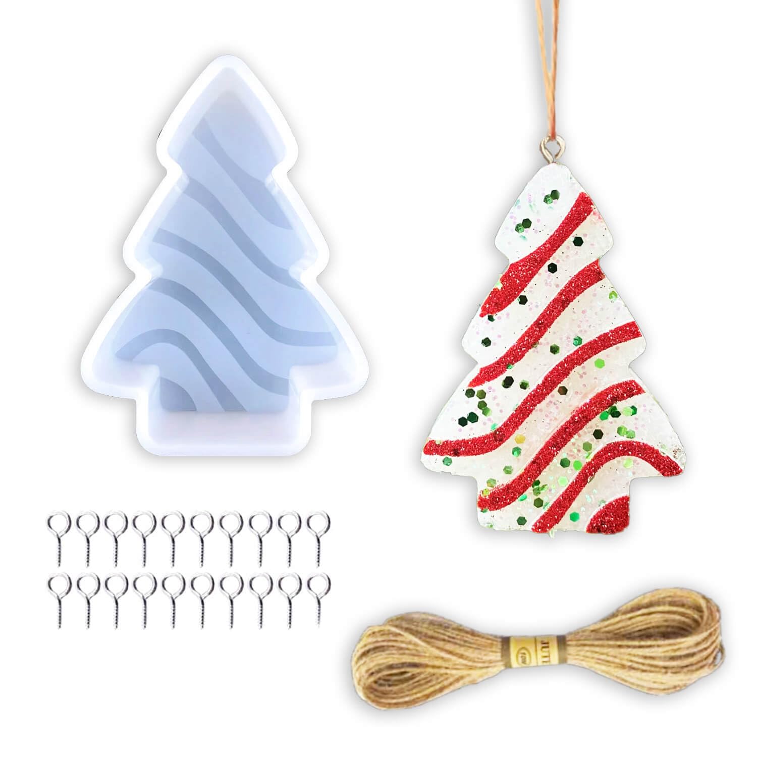 Rifanda Christmas Silicone Car Freshie Mold for Aroma Beads, Soap, Candle, Clay, Plaster - DIY Craft Christmas Tree Home Decoration, White