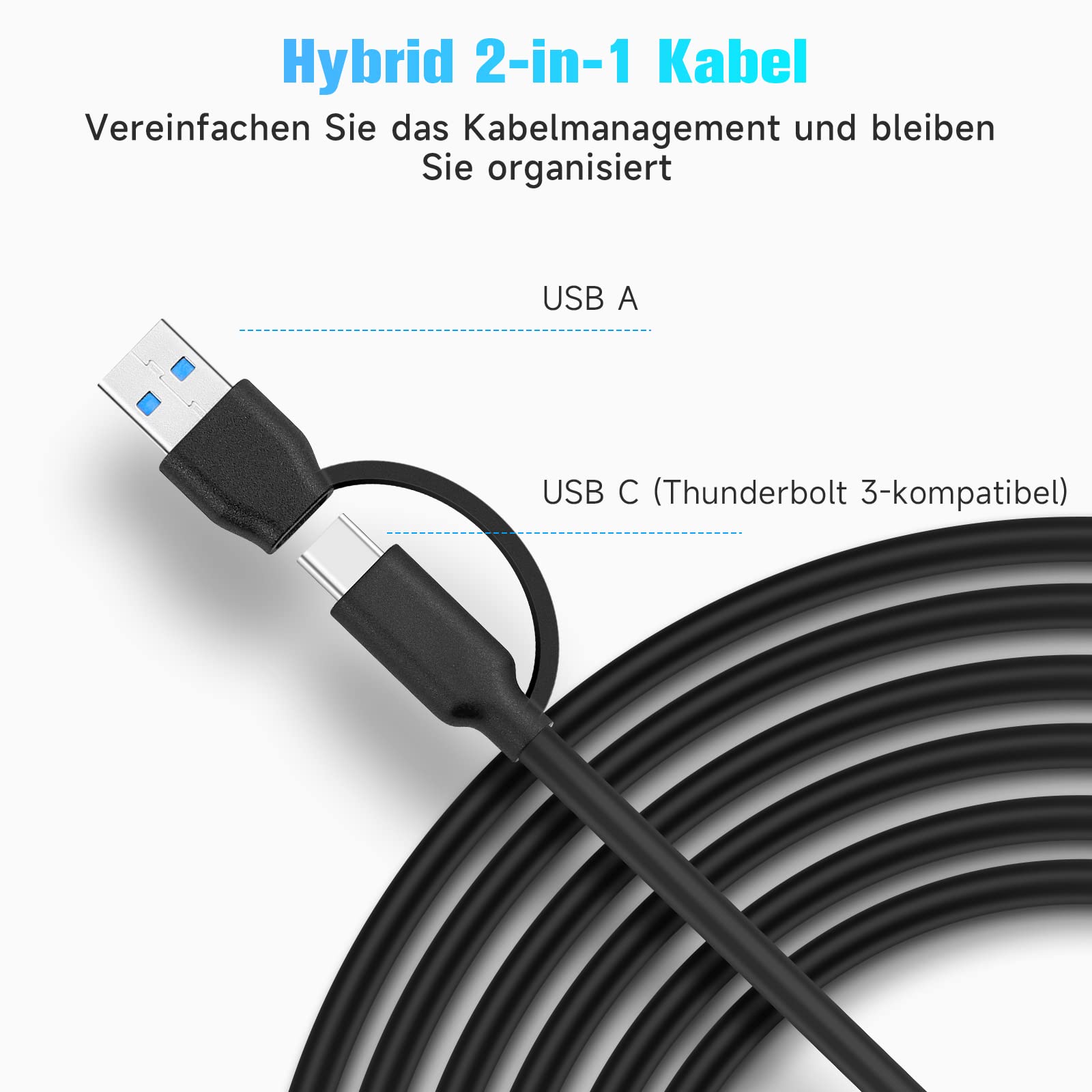 RSHTECH 7 Port Hub USB Alimenté, Aluminium Hub USB 3.2/USB C, RSH-A107C | avec 10Gbps USB-A 3.2, 2 USB-C 3.2, 4*5Gbps Port USB 3.0, 1m de Câble de Données, Alimentation 24W USB C Hub