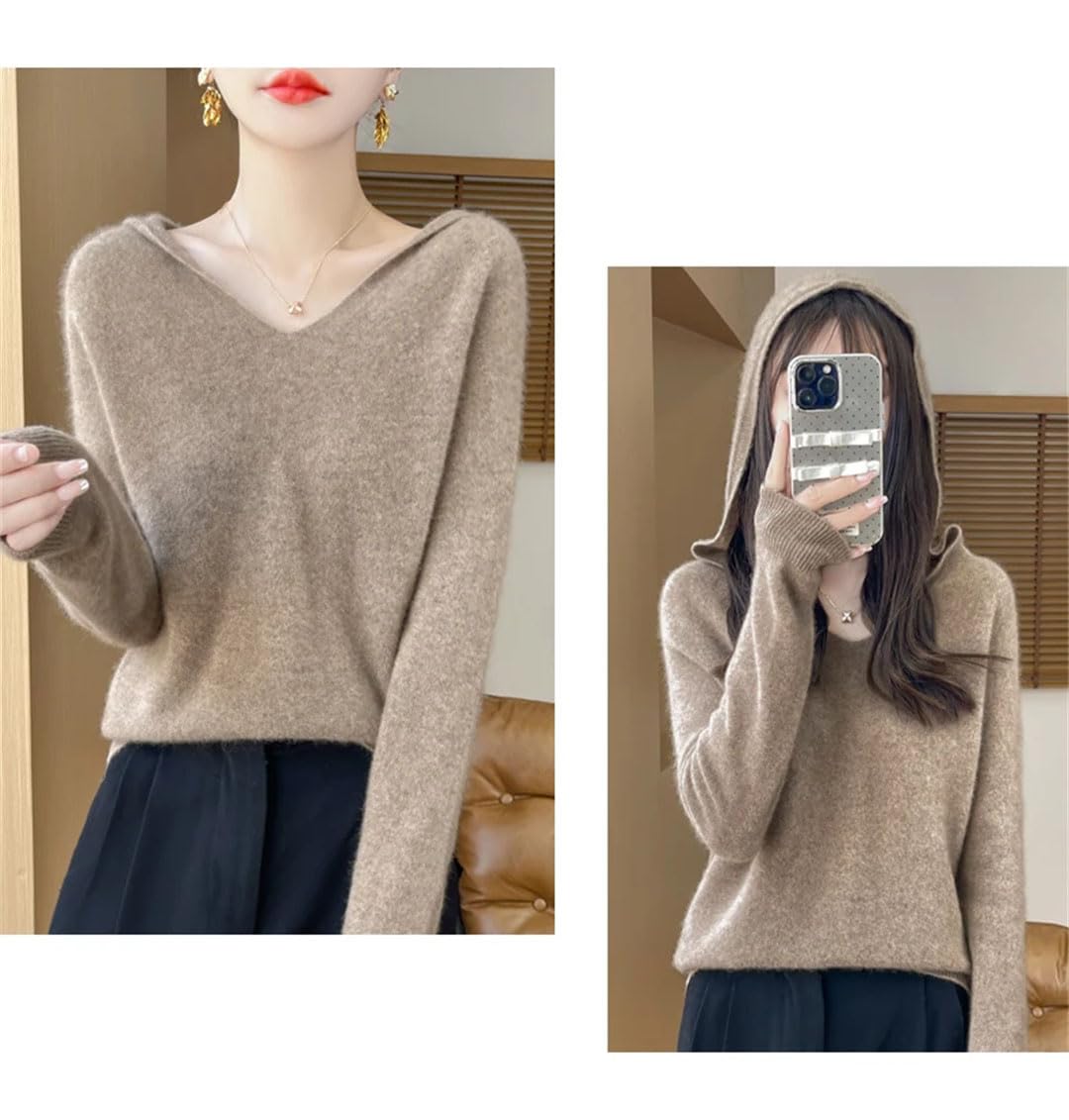 Damski piękny kardigan niewolnik kaszmirowy sweter luźna bluza z kapturem zima wygodny top