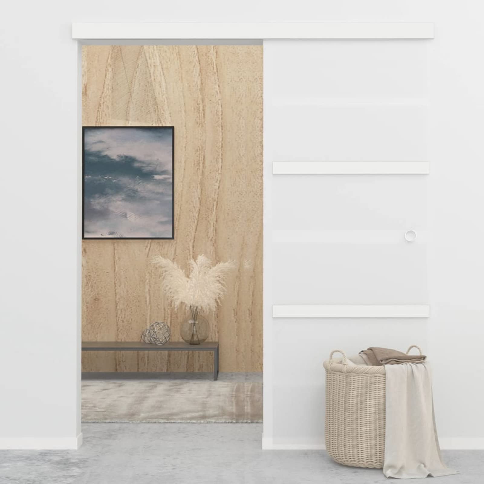 Homgoday Drzwi przesuwne z miękkim ogranicznikiem ESG i aluminium 76x205 cm przesuwne drzwi wejściowe drewniane drzwi stodoła do domu łazienki salonu sypialni