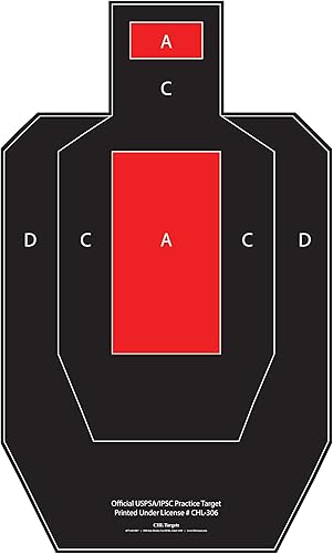 Miniatura 4 de Objetivos oficiales de disparo de papel de práctica USPSAIPSC, objetivo de torso de competición, blanco de disparo de silueta de papel, rango de