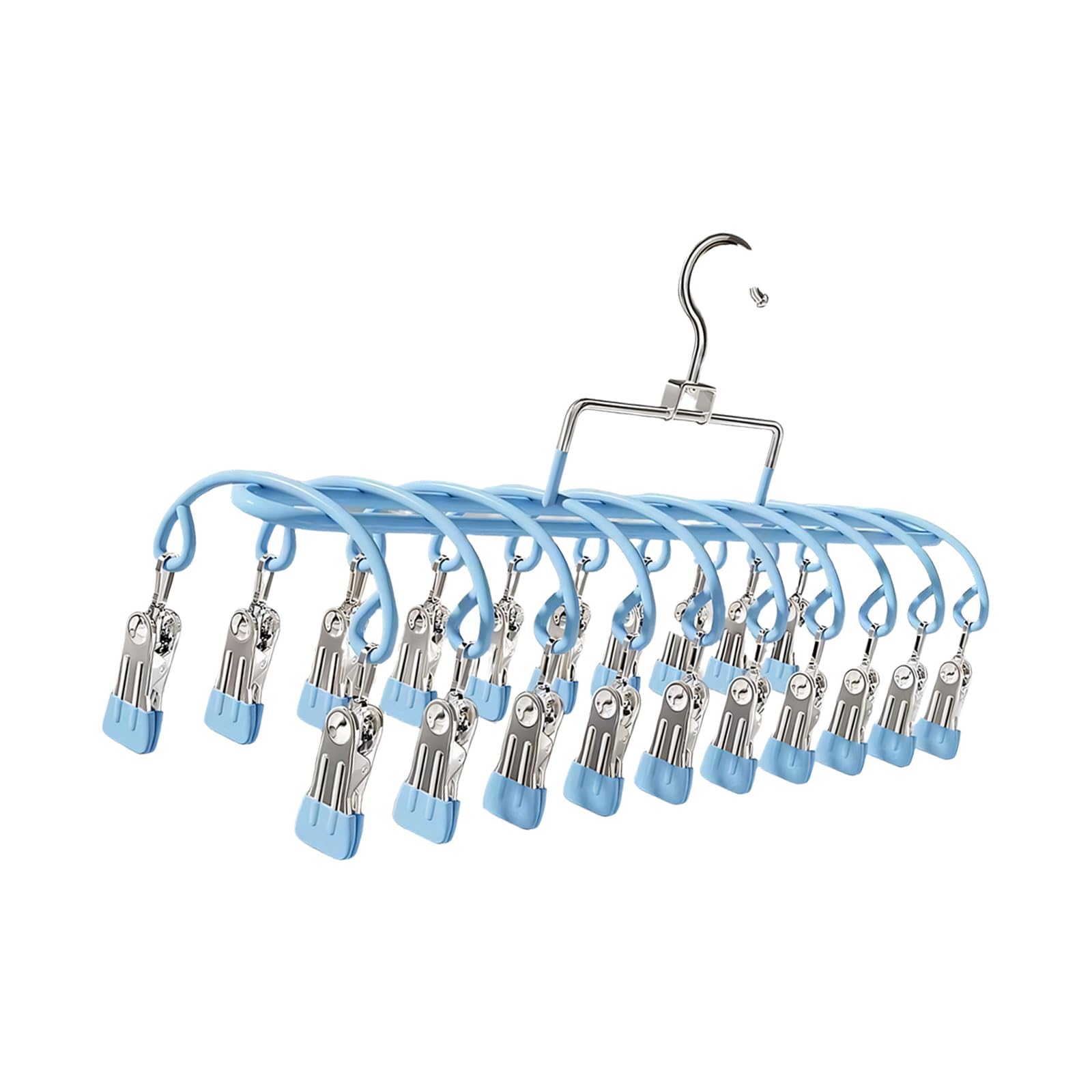 ordinarYone Stainless Steel Sock Clothes Drying Rack 20 Clip Rustproof Laundry Organizers For Indoor Outdoor Travel Use