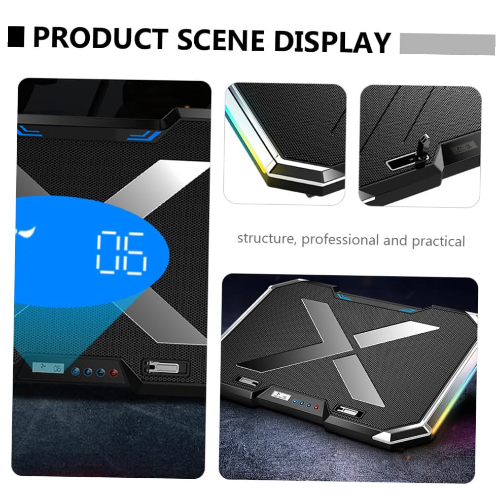 Base para laptop con ventilador y luces RGB ajustable miniatura 3