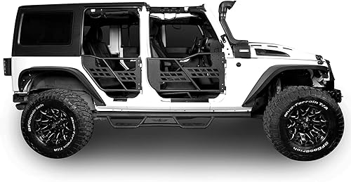 Miniatura 4 de JKU Unlimited - Juego de estribos laterales Nerf Bar de acero sólido compatible con Jeep JK Wrangler Unlimited 2007-2018 de 4 puertas