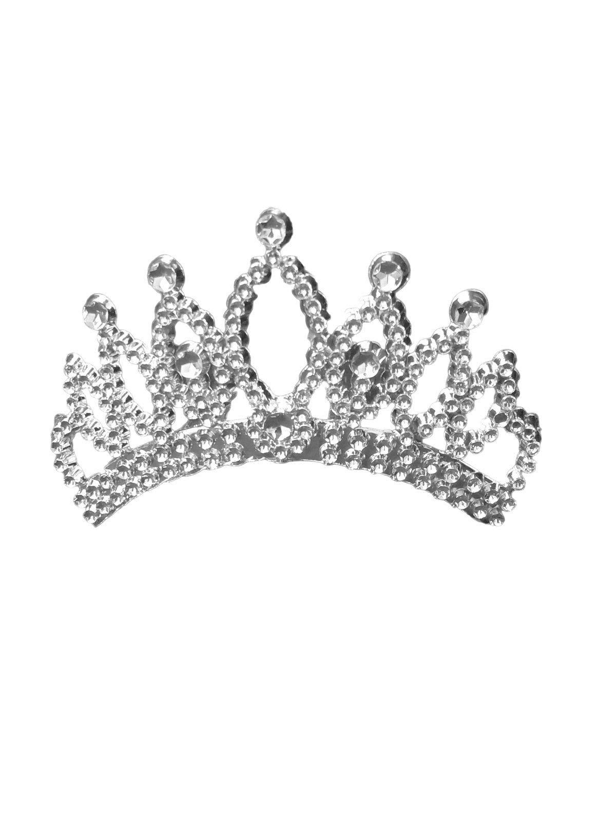BookMyCostume Mini Princess Tiara Hair Comb Crown Fancy Dress Costume Accessory for Girls Kids Silver