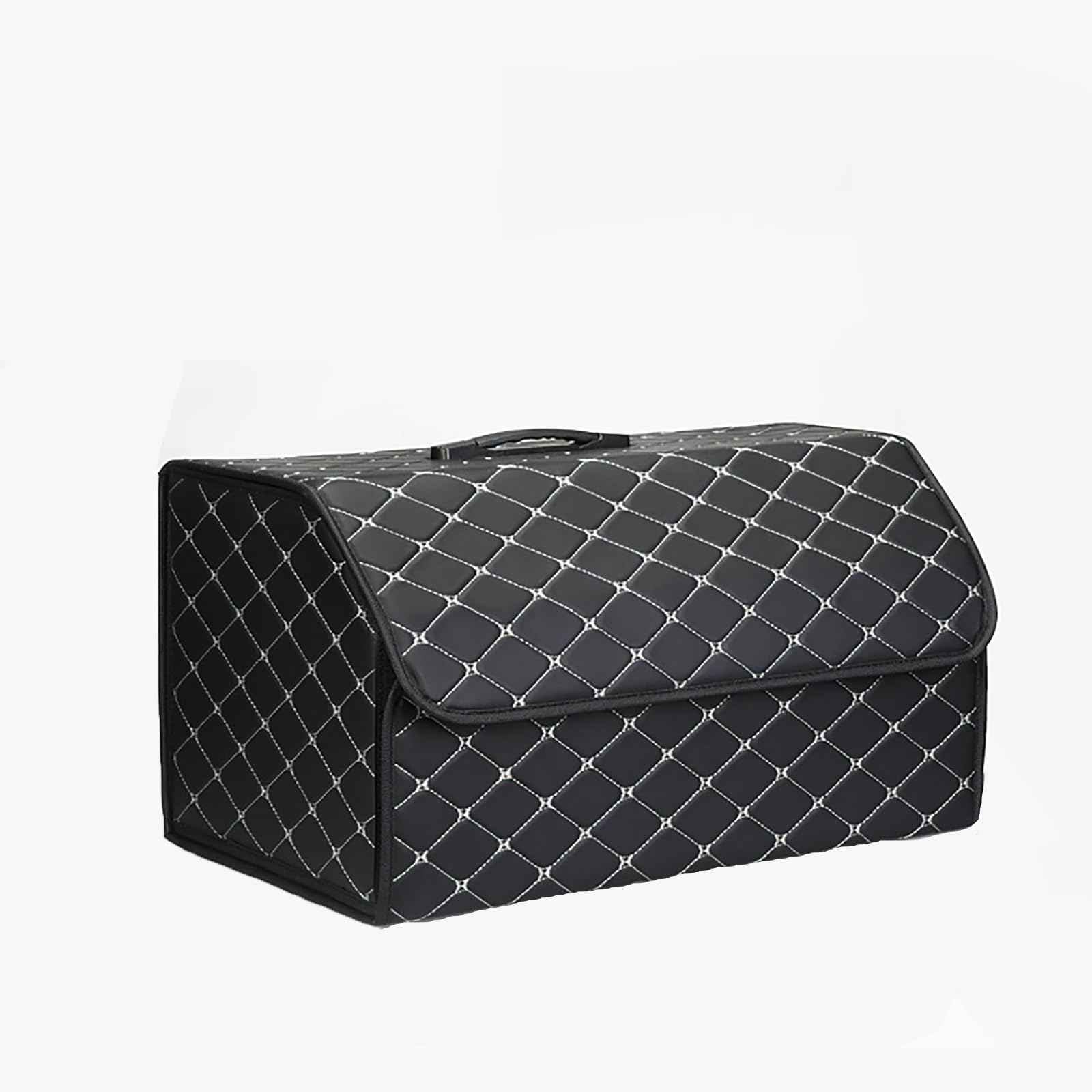 Okiio A/Black-Beige Lether Cr Trunk Orgnizer Box For Fit Brth 595 Brth, Multipurpose Foldble Wterproof Nd Durble Cr Boot Tidy, Boot Orgniser Collpsible Interior Ccessories,