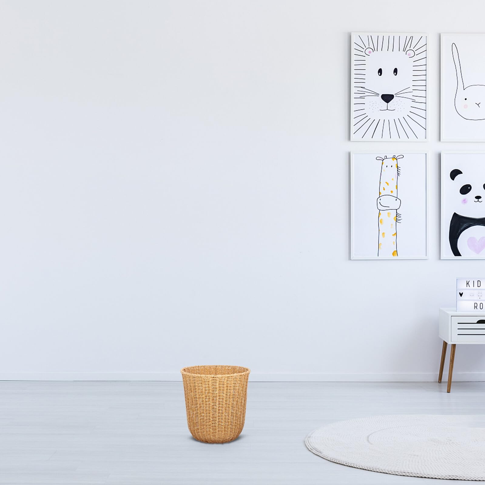 TEHAUX Cestino Organizzatore da Scrivania in Plastica Resistente Portaoggetti Intrecciato 25x25 Cm Contenitore Decorativo Versatile per Casa e Ufficio e Soggiorno
