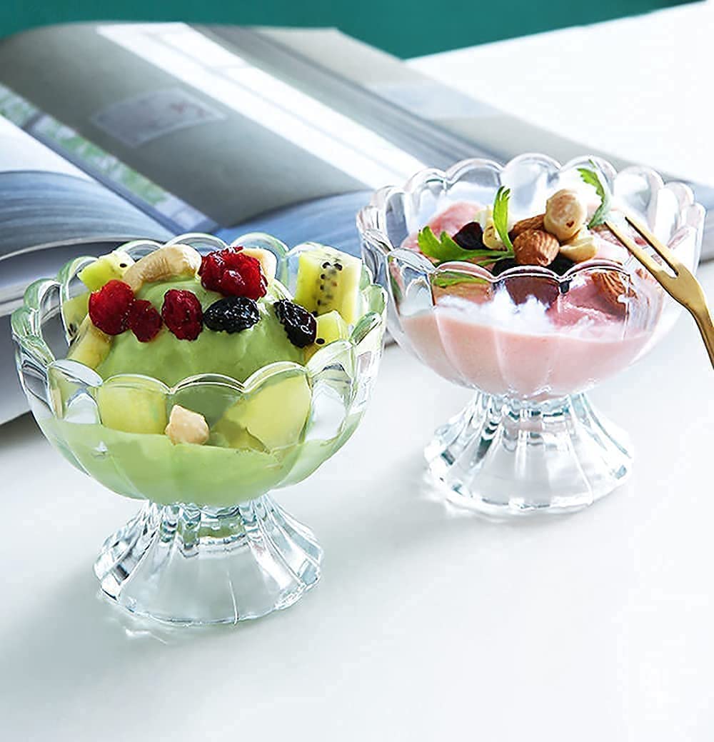 KOSH Crystal Clear Dessert Bowl Set - Ice Cream & Fruit Salad Glass Bowls (Set of 6), 120 Ml