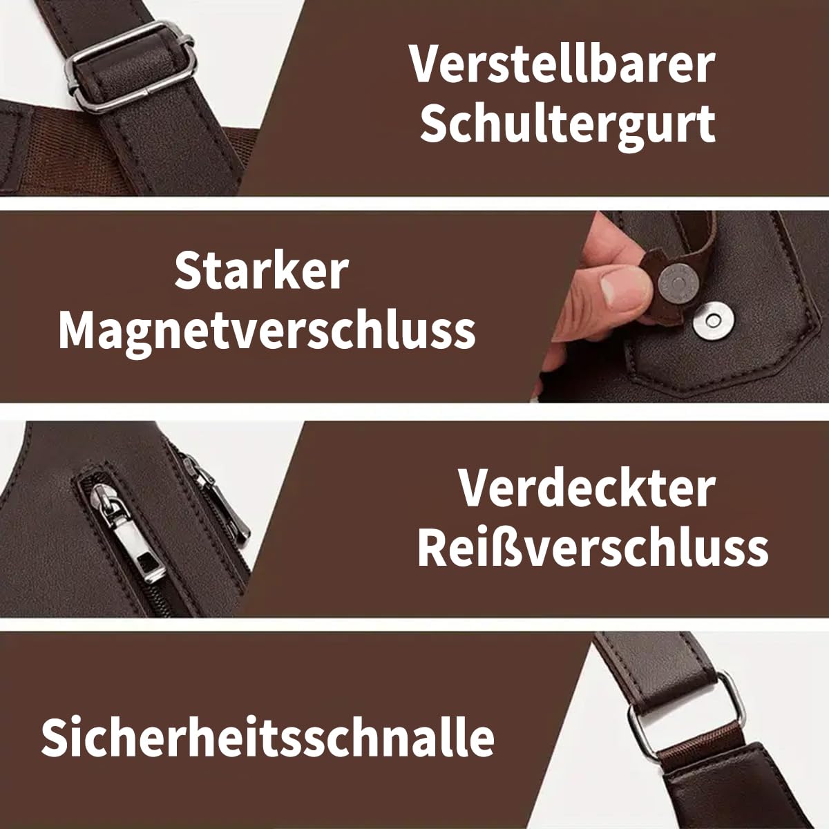 Schulterholster, Vertikales Pistolenholster, Verdeckte Waffenholster, Leder Anti-Diebstahl Schulterholster, Verstellbare Achselholster Tasche mit Doppelfächern,Umhängetasche Für Männer - 3
