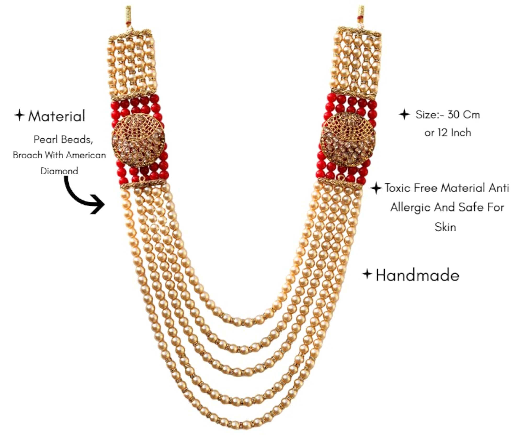 Handmade Groom Necklace with Pearls and AD Stones