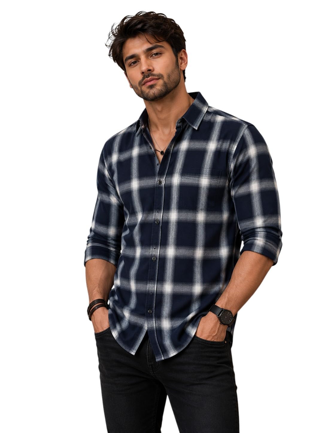 nosequeen Men's Checked Cotton Shirt | Full Sleeve Regular Fit Casual Shirt for Men | Soft Breathable Checkered Shirt-picture-52