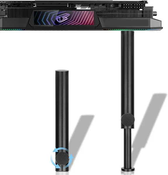 Tall GPU Support Bracket - Heavy Duty Adjustable GPU Anti Sag Holder & Support Stand for Graphics Card, 4.53"-8.27" Height Durable Black Metal PC Build Stabilizer, Large/Long GPU Sag Prevention