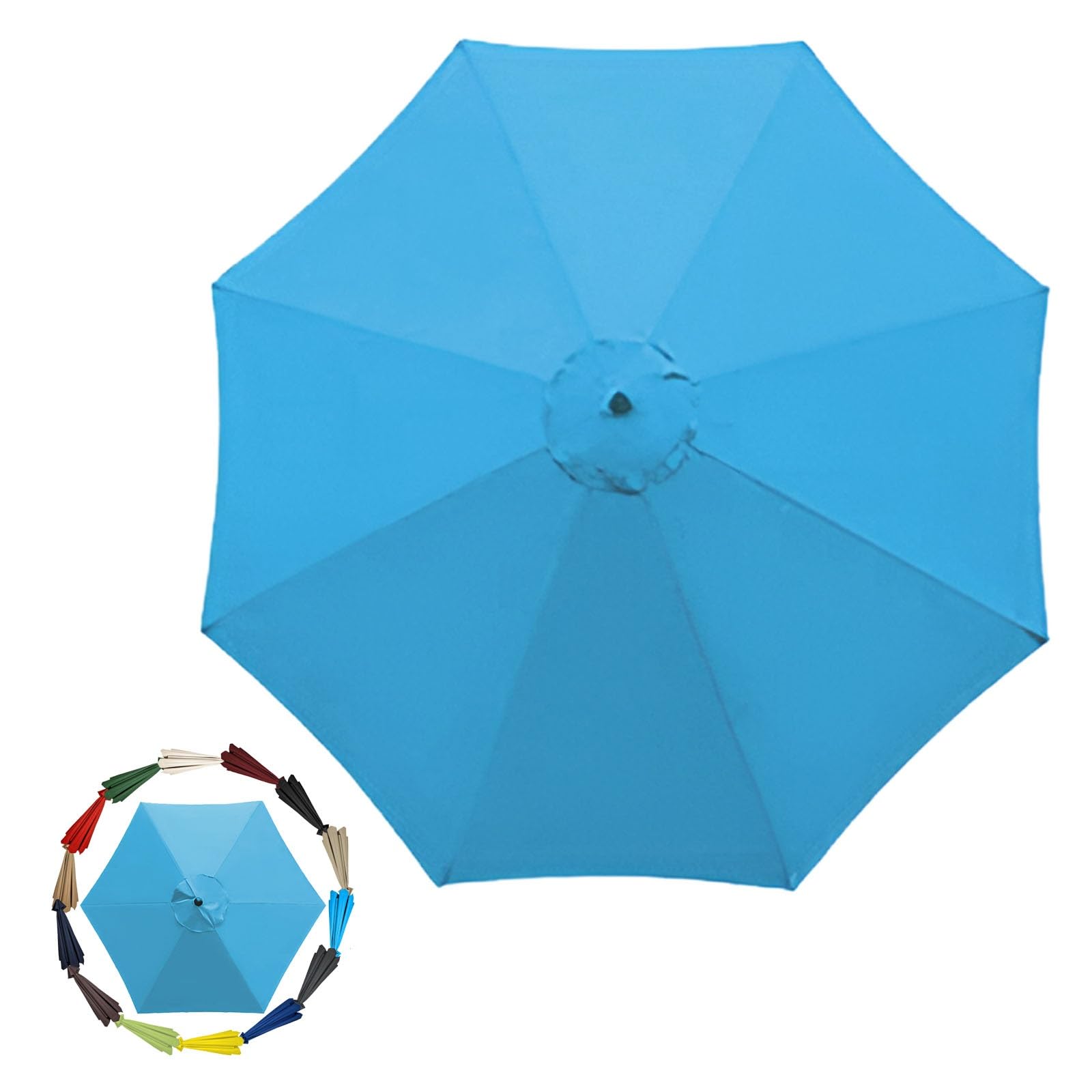 GZDXBF 200cm 270cm 300cm / 6ribs 8 Ribs Replacement Parasol Fabric Cover, Umbrella Cloth Replacement, Garden Parasol Canopy Cover(Color:Lake blue,Size:8 ribs-2.7m(8.8ft)) — image 1