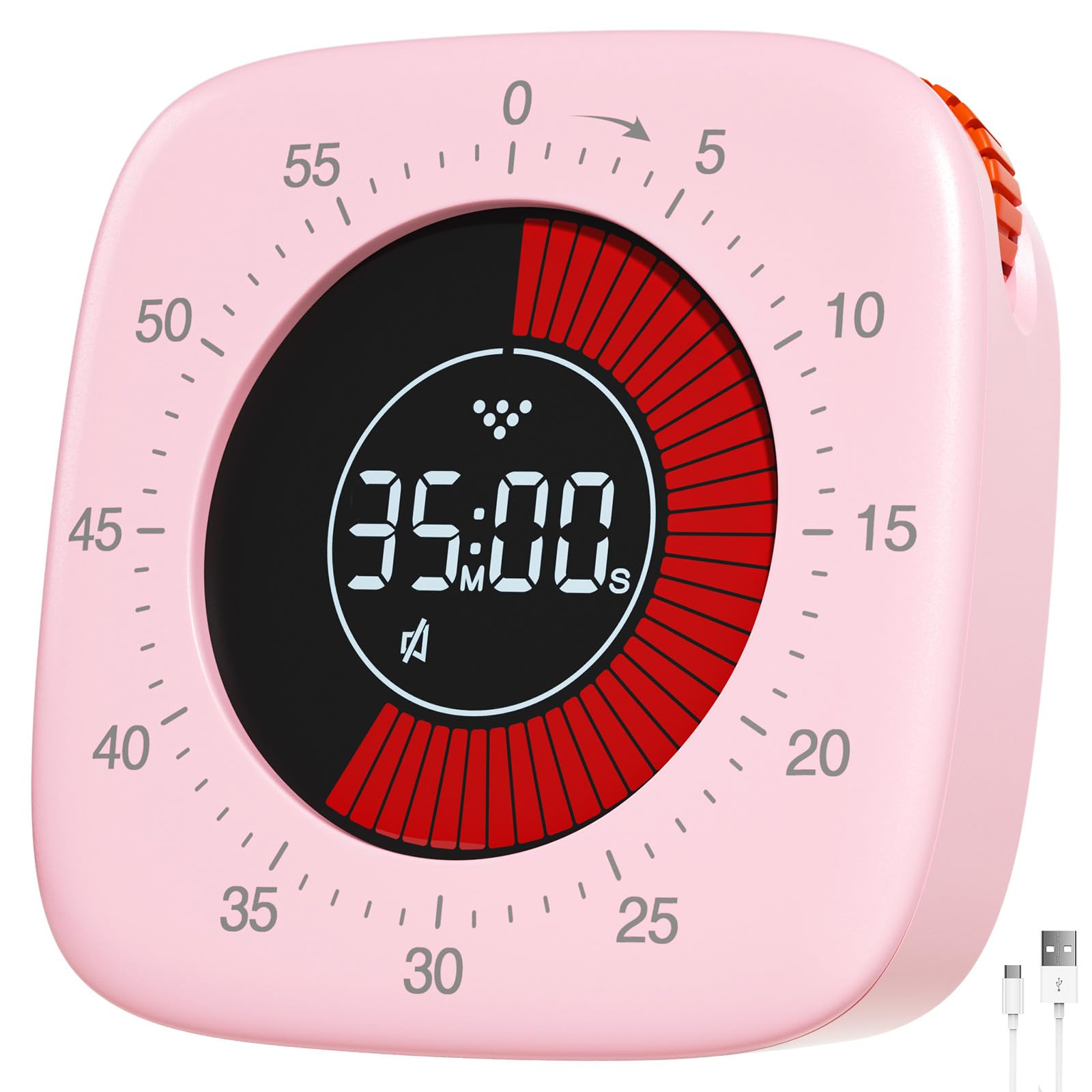 Minuteur Visuel Rechargeable Enfant - Timer Silencieux 60min Avec 4 Alarmes Pour Cuisine/École