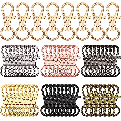 56 Pieces Swivel Clasps Lanyard Snap Hooks Keychain Clip Hook Metal Lobster Claw Clasps Swivel Lanyards Snap Hooks Strap Swivel Lanyard Clips for Keychain Purse Hardware Sewing Craft, 7 Colors